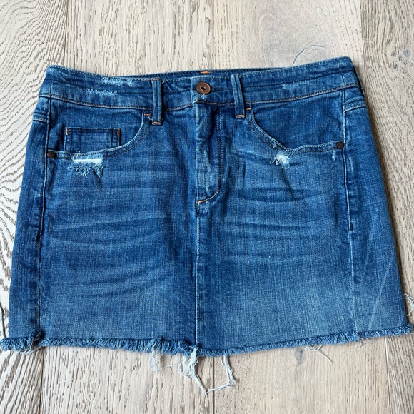 Pilcro and the Letterpress Dresses & Skirts - Anthropologie Distressed Mini Denim Skirt Size 28